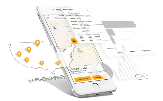 GoldStar gps image of phone and function callouts - Spireon