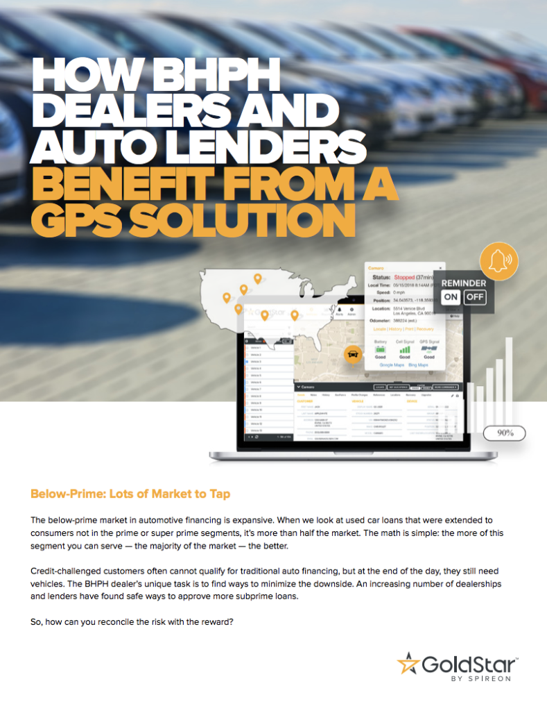 How BHPH dealers and auto lenders benefit from a gps solution - GoldStar by Spireon